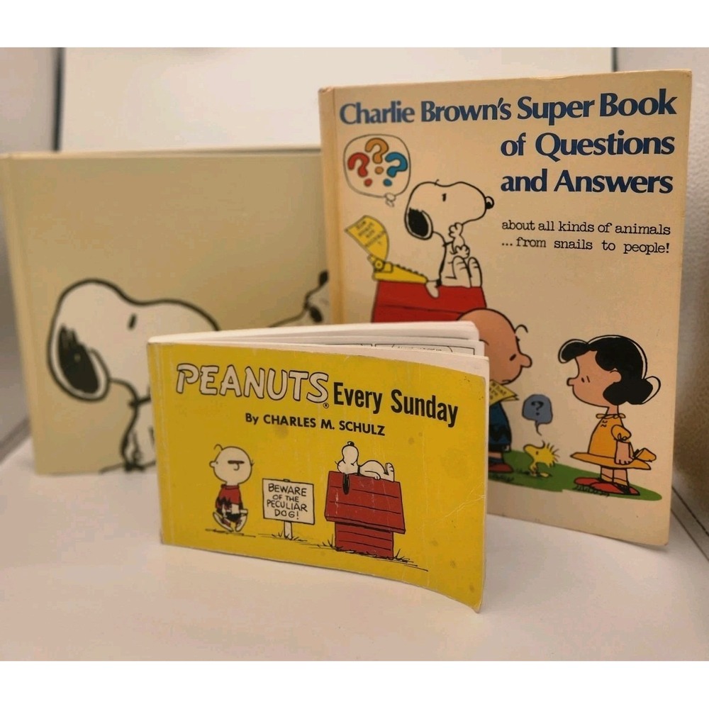 Lot Of 3 Peanuts Books Charles Shultz, Charlie Brown, Peanuts Every‎ Sunday